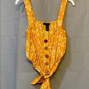 Mustard yellow floral crop top